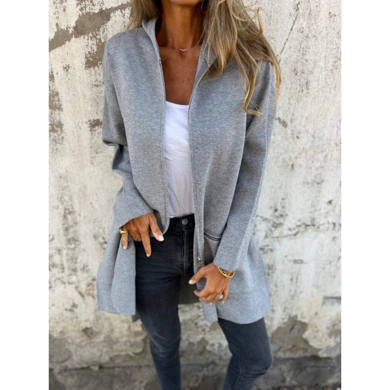 Damen eleganter Jacke mit Reißverschluss und Taschen R&B