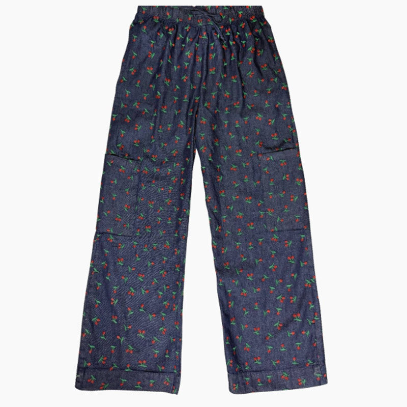 Damen lässige Blumenprint-Longpants mit elastischem Bund und seitlichen Taschen R&B