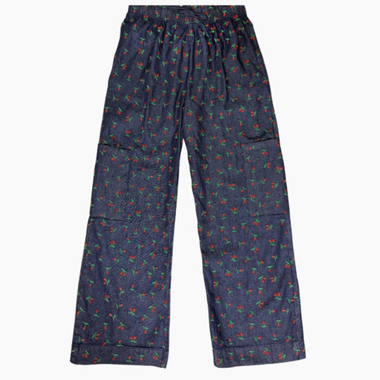 Damen lässige Blumenprint-Longpants mit elastischem Bund und seitlichen Taschen R&B