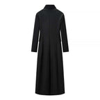 Damen nan Maxilanger Wollmixmantel mit taillierter Silhouette, Reverskragen und Pattentaschen R&B