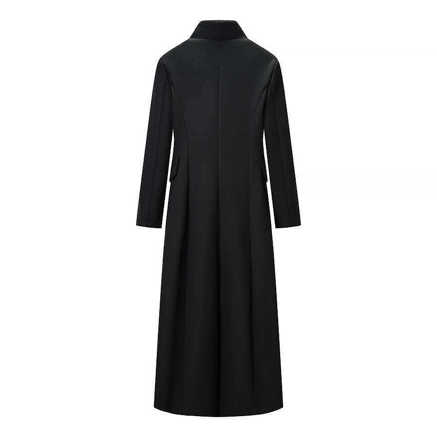 Damen nan Maxilanger Wollmixmantel mit taillierter Silhouette, Reverskragen und Pattentaschen R&B
