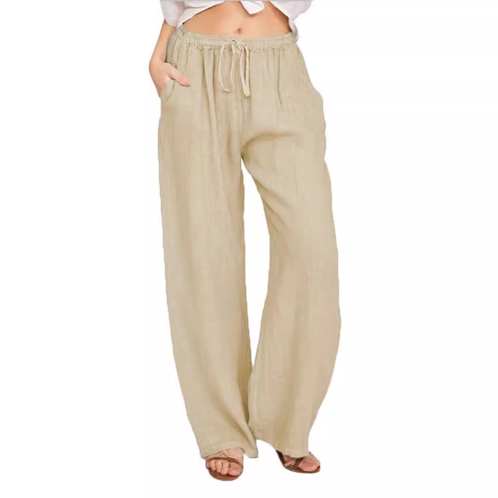 Damen Leinenhose mit weitem Bein und praktischen Seitentaschen R&B