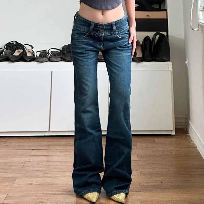 Damen Bootcut Jeans mit hohem Bund und seitlichen Taschen R&B