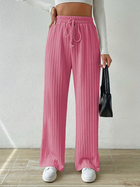 Damen Lässige Stretch-Hose mit elastischem Bund und praktischer Kordel R&B