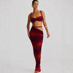 Damen Set mit crop Top und langem Rüschenrock R&B