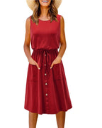 Damen Midi-Kleid mit tailliertem Schnitt und Knopfleiste R&B