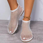 Damen Glitzernde Netzsandalen mit offenen Zehen R&B