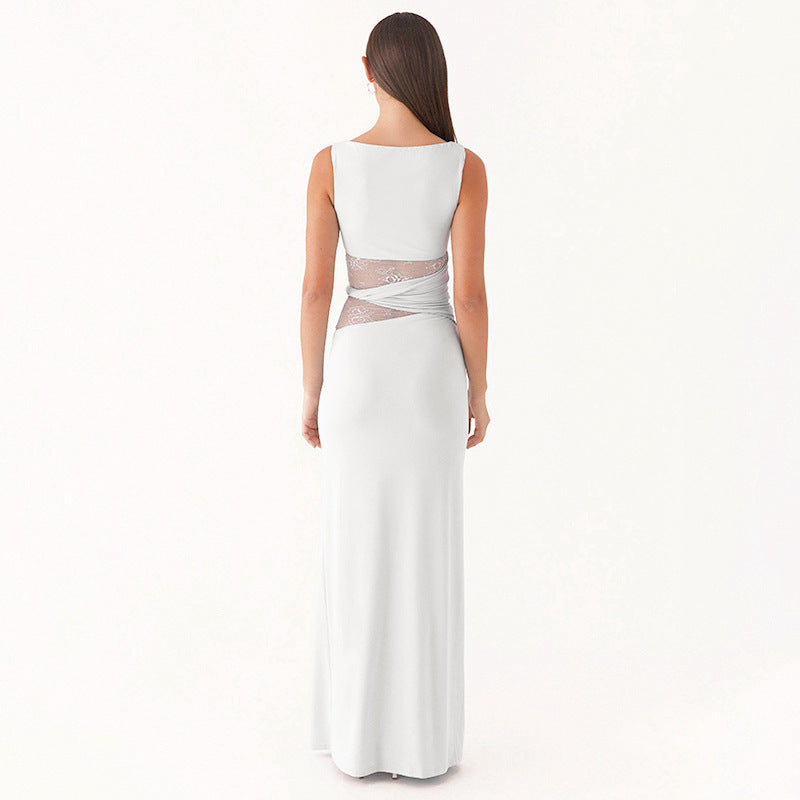 Damen Elegantes langes Kleid mit raffinierten Spitzendetails R&B