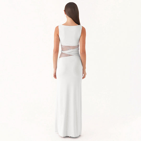 Damen Elegantes langes Kleid mit raffinierten Spitzendetails R&B