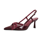 Damen Slingback-Pumps mit dekorativem Schleifen-Detail und spitzem Absatz