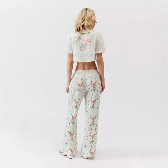 Damen Kombi-Set mit romantischem Stickdesign und lockerem Schnitt R&B