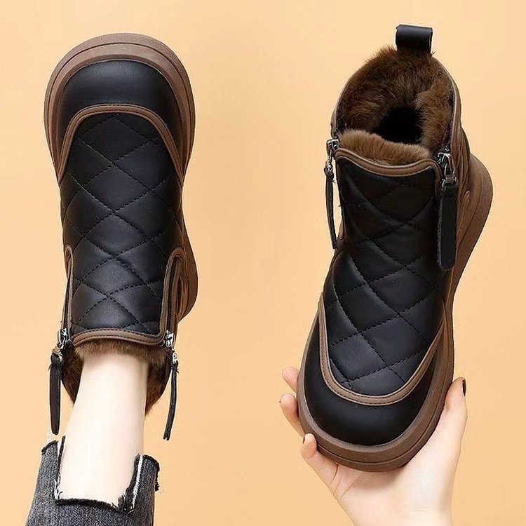 Damen gefütterte Winter-Boots mit modischem Steppdesign und rutschfester Sohle R&B