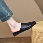 Damen Offene Mules aus hochwertigem Leder mit rutschfester Sohle R&B