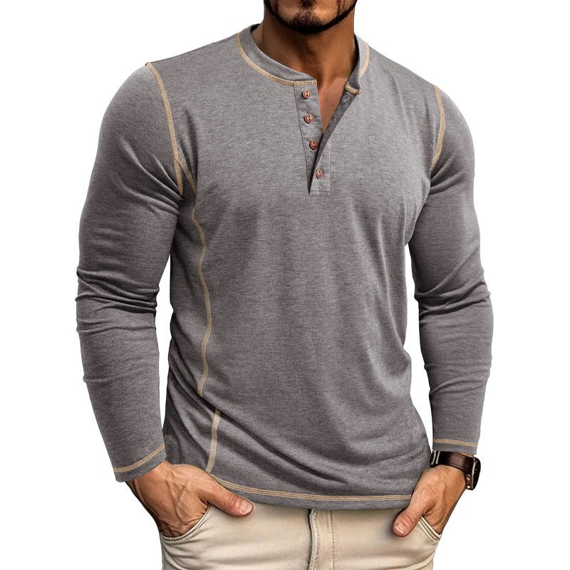 Herren Langarmshirt mit Knopfleiste R&B