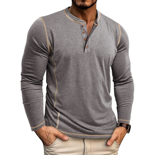 Herren Langarmshirt mit Knopfleiste R&B