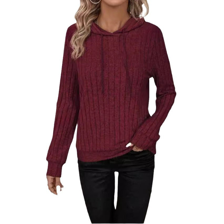 Damen Fleece Kapuzenpulli im Rippdesign R&B