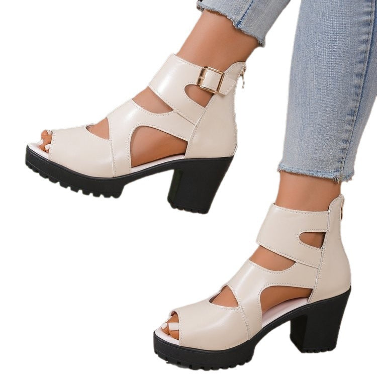 Damen Offene High-Heel Sandalen mit modischen Riemen R&B