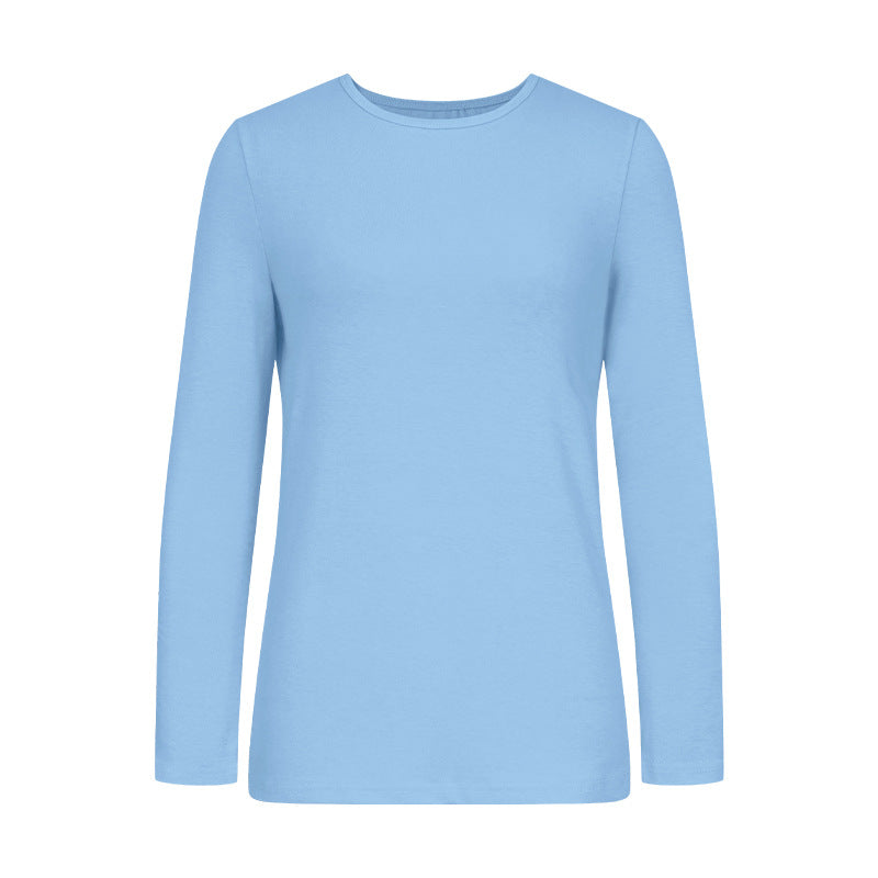 Damen Langarm-T-Shirt aus hochwertiger Baumwolle mit Rundhalsausschnitt