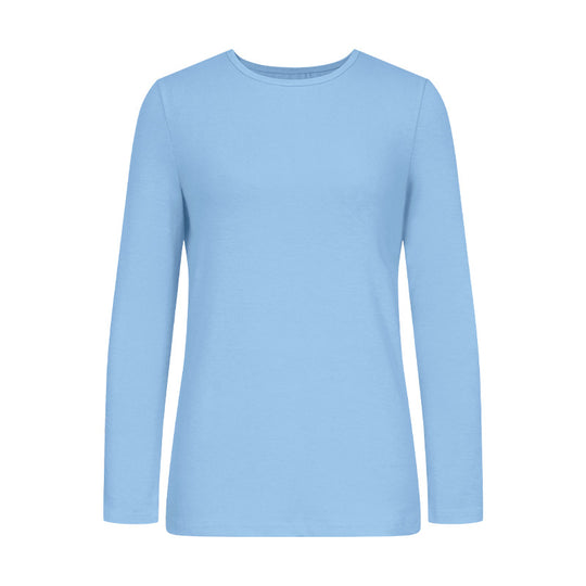 Damen Langarm-T-Shirt aus hochwertiger Baumwolle mit Rundhalsausschnitt R&B