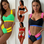 Damen Sportlicher Bikini mit kontrastierenden Farbelementen R&B