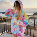Damen Kapuzenpullover aus kuscheligem Material mit Batikdesign R&B