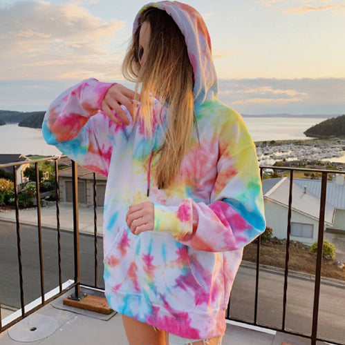 Damen Kapuzenpullover aus kuscheligem Material mit Batikdesign R&B