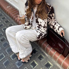 Damen trendige jacke mit Farbmix und einzigartigem Muster R&B