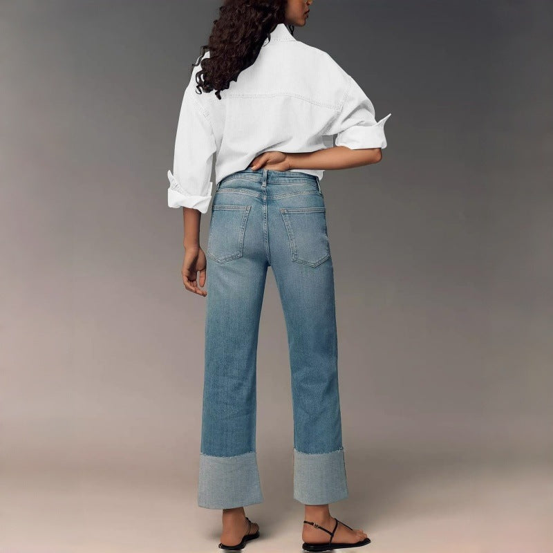 Damen Designer Jeans im modernen Boyfriend-Stil mit einzigartigen Detailverarbeitungen R&B