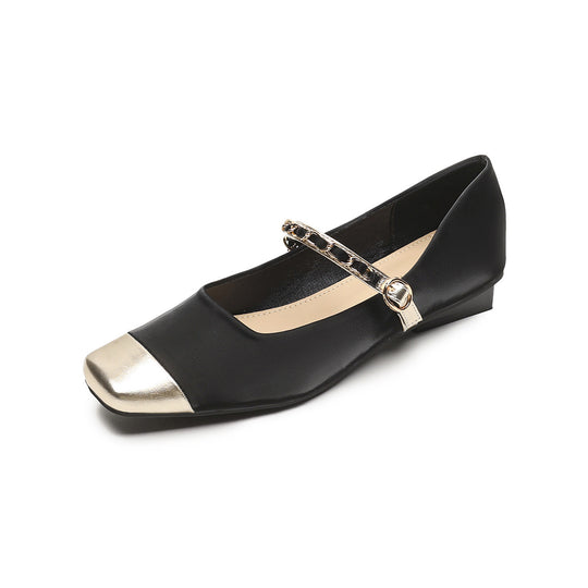 Damen elegante Ballerinas mit modischem Riemen und Glanzdetail R&B