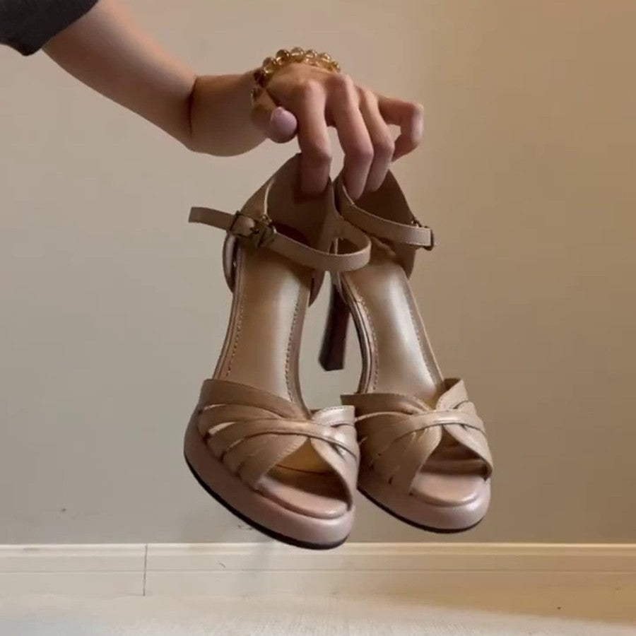 Damen Elegante Sandalen mit modischem Riemendesign und hohem Absatz R&B
