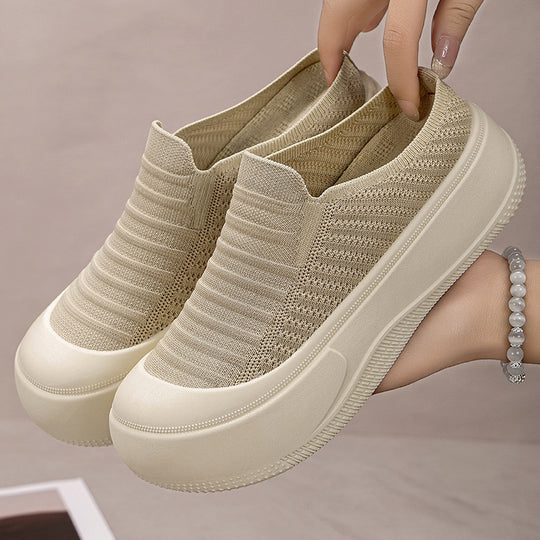 Damen Bequeme Slipper mit atmungsaktiver Strickstruktur R&B
