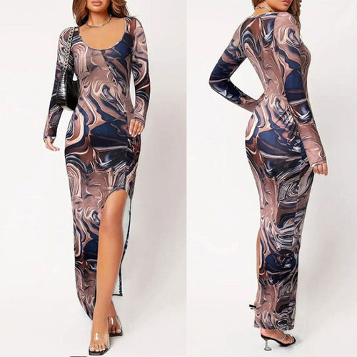 Damen Maxikleid mit raffiniertem Farbverlauf und hohen Schlitzen R&B