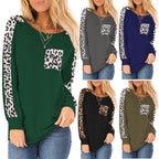 Damen Modischer Langarmshirt mit Leoparden-Applikationen R&B
