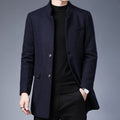 Herren moderner Wollmantel mit Stehkragen R&B