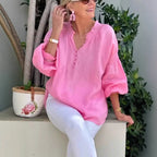 Damen luftige Bluse mit Smock-Ärmeln R&B