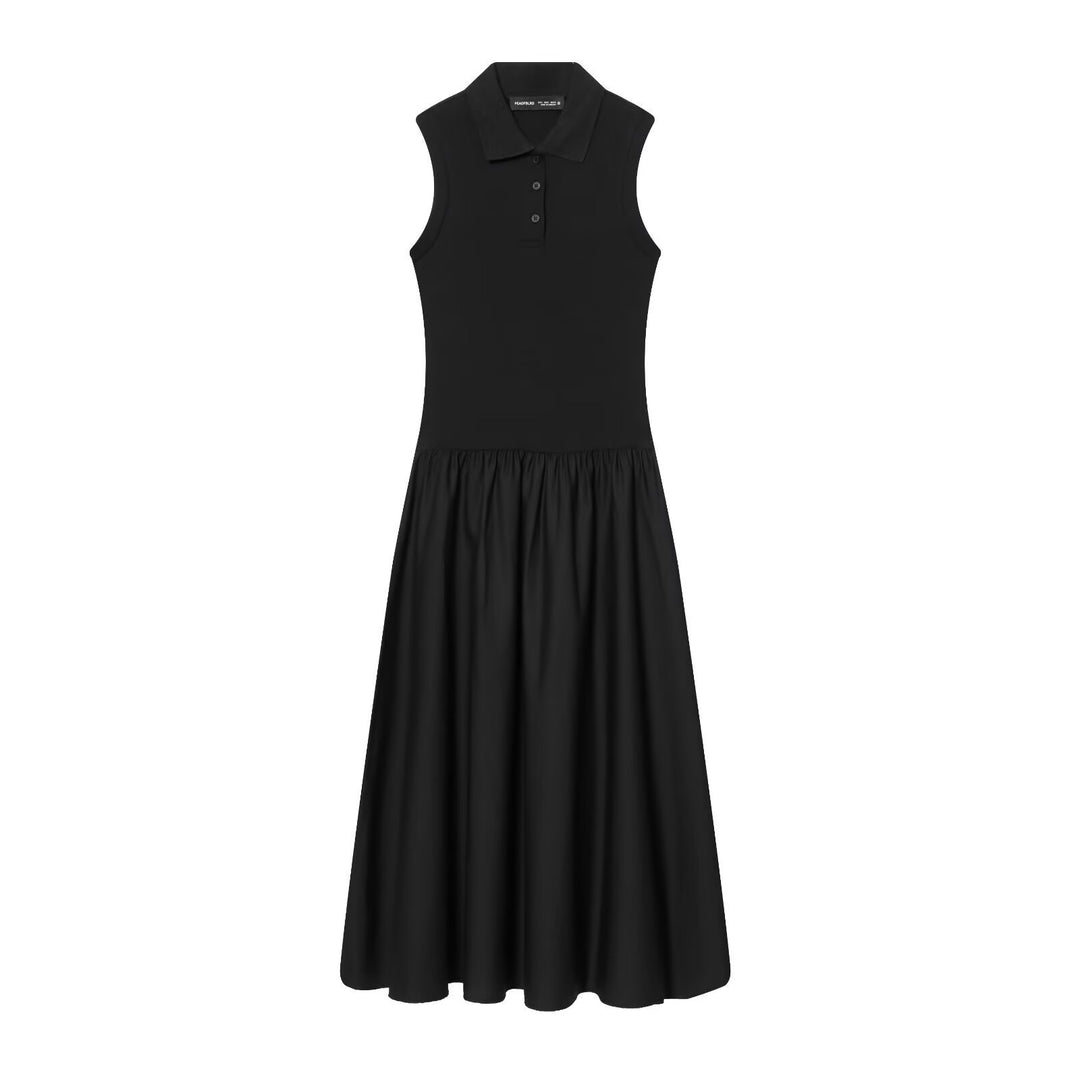 Damen Polo-Kleid mit schwingendem Rock und klassischem Kragen R&B