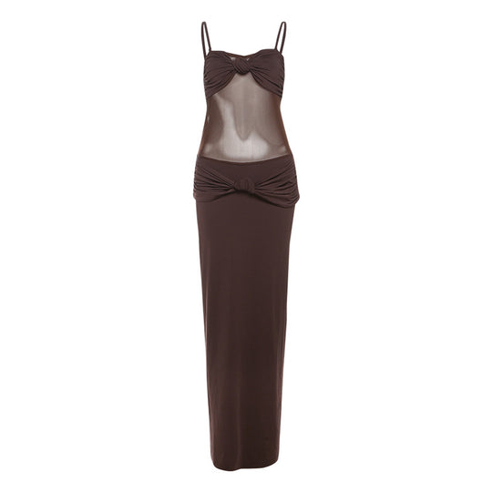 Damen Elegantes Maxikleid mit raffinierten Knotendetails und durchscheinendem Obermaterial R&B