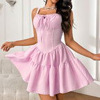 Damen verspieltes Mini-Kleid mit lässigem Schnitt und Rüschendetails R&B