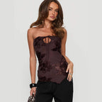 Damen Elegantes Bustier-Top mit floralen Applikationen R&B