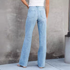 Damen High-Waist Bootcut Jeans mit raffinierter Waschung und bequemer Passform R&B