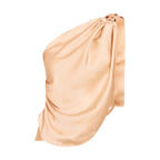 Damen asymmetrisches Satin-Oberteil mit drapiertem Abschluss R&B