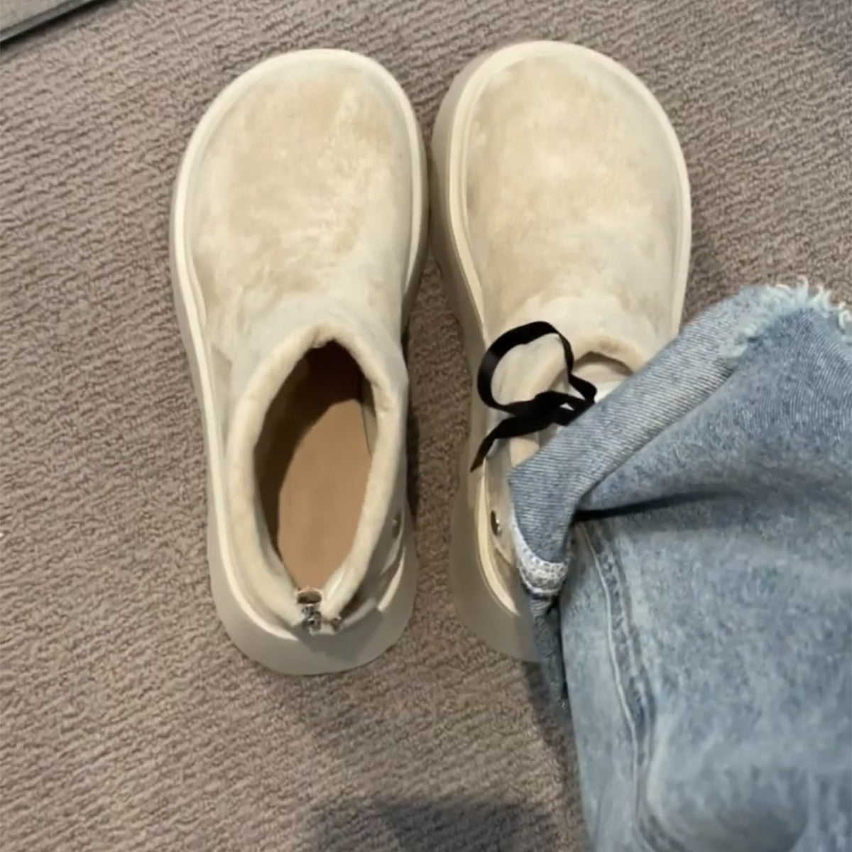 Damen Stiefeletten mit modischem Plateau und praktischen Druckknopf R&B