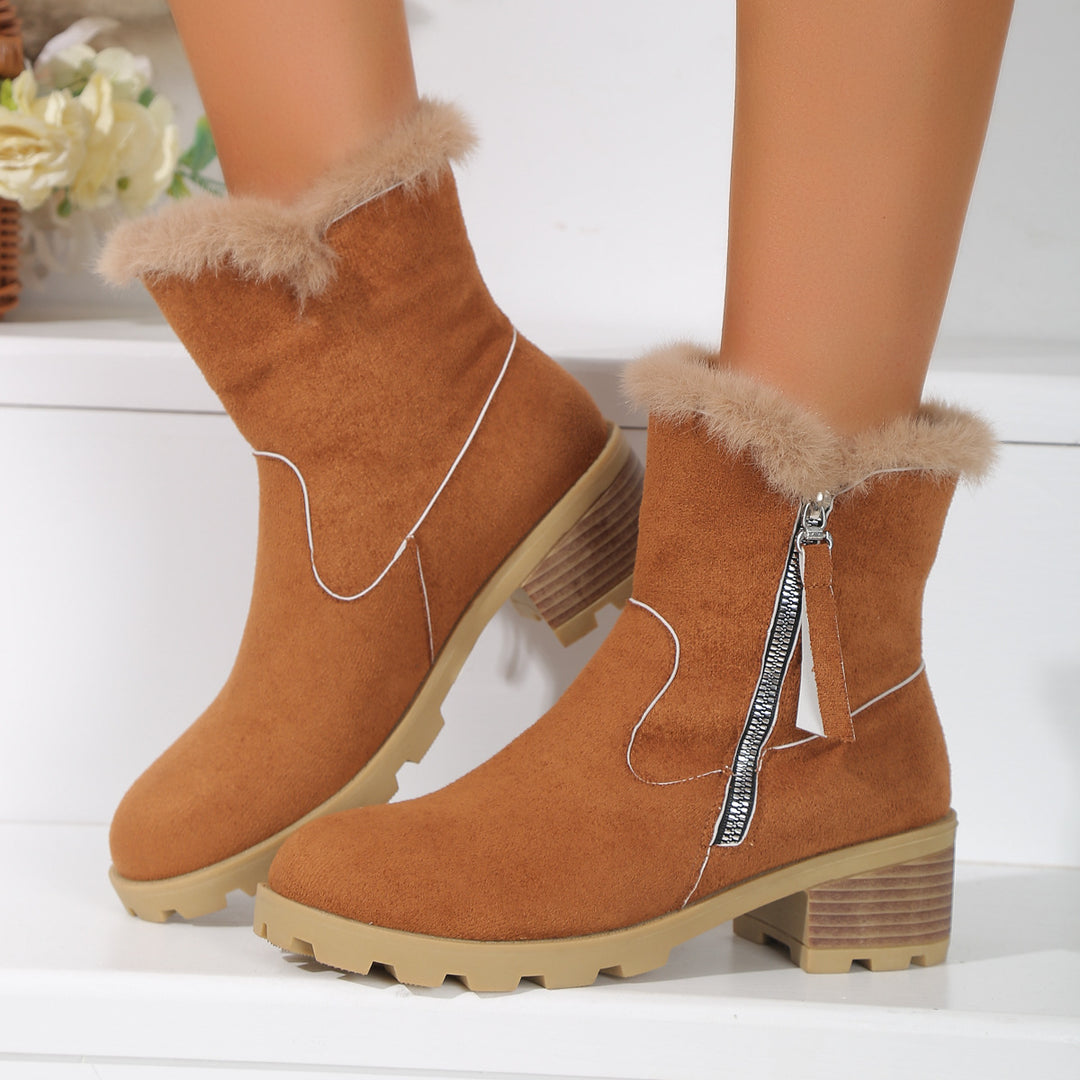 Damen Winterstiefel mit kuscheligem Fellkragen und rutschfester Sohle R&B