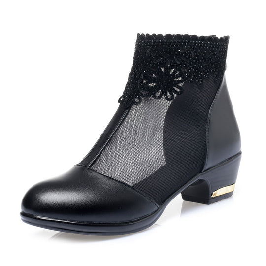 Damen Stiefeletten mit transparentem Mesh-Einsatz und funkelndem Schmuckdetail R&B