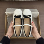 Damen Ballerinas mit eleganter Schnallenverzierung und hochwertiger Ledernarbung R&B