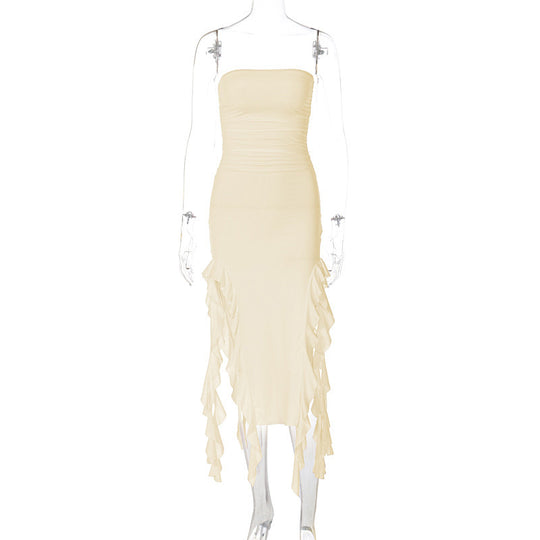 Damen Wickelkleid mit Rüschen und figurformendem Schnitt R&B