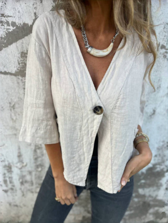 Damen Leichtes Leinenblazer mit kurzer Arm R&B