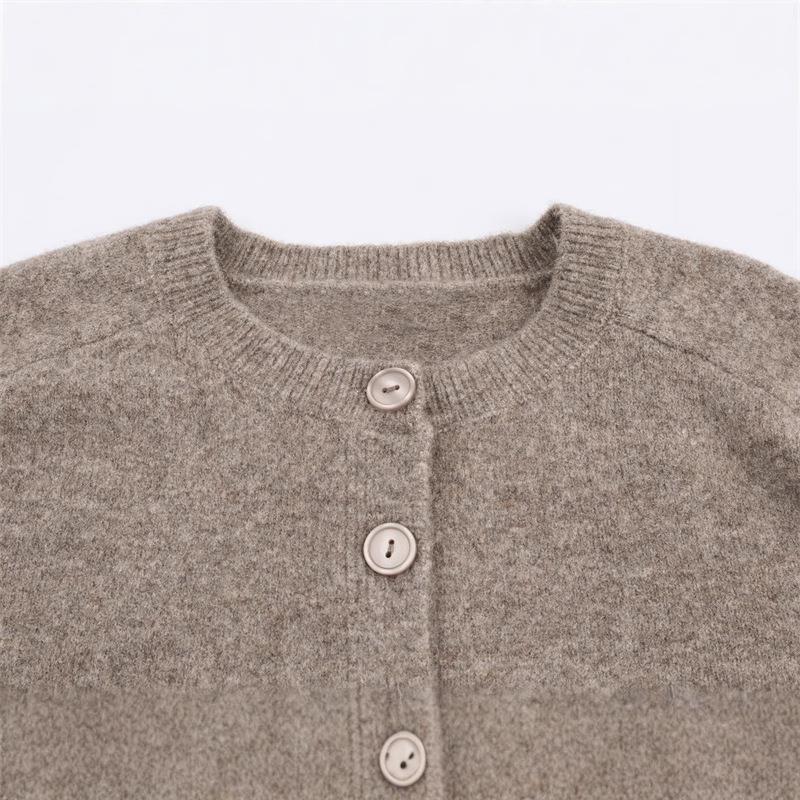 Damen kuschelige Strickjacke mit Knopfverschluss und Raglanärmeln R&B