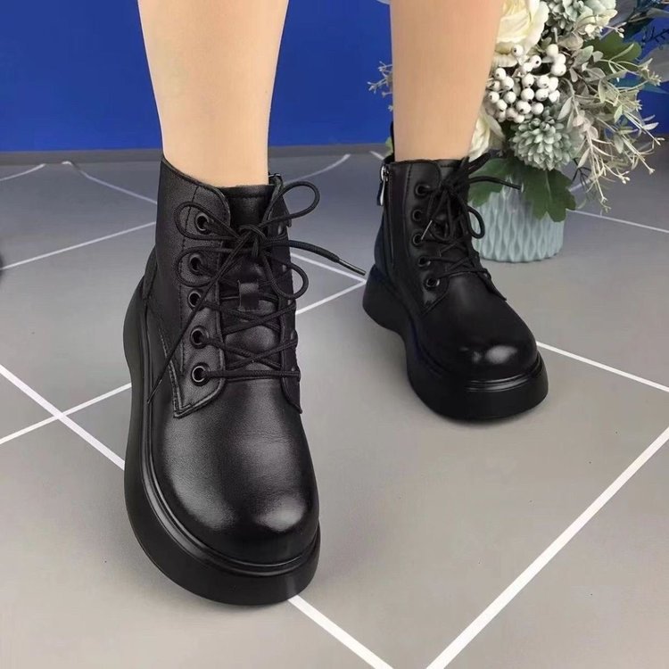 Damen Modische Schnürboots mit robustem Plateau und seitlichem Reißverschluss R&B