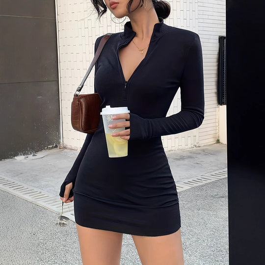 Damen Mini-Kleid mit Verlauf und modernem Reißverschluss R&B